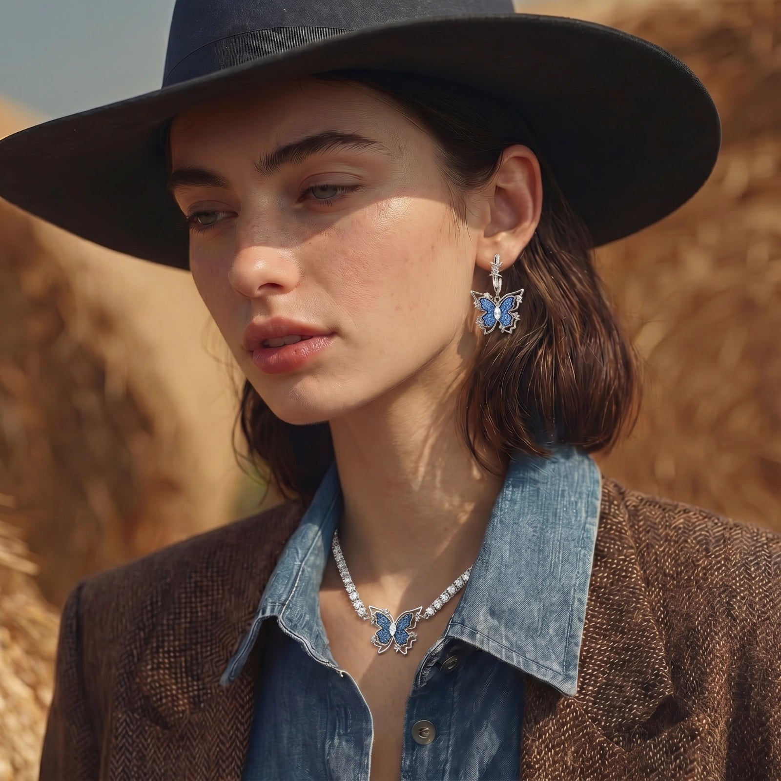 Blue Butterfly Drop Earrings | Girlye