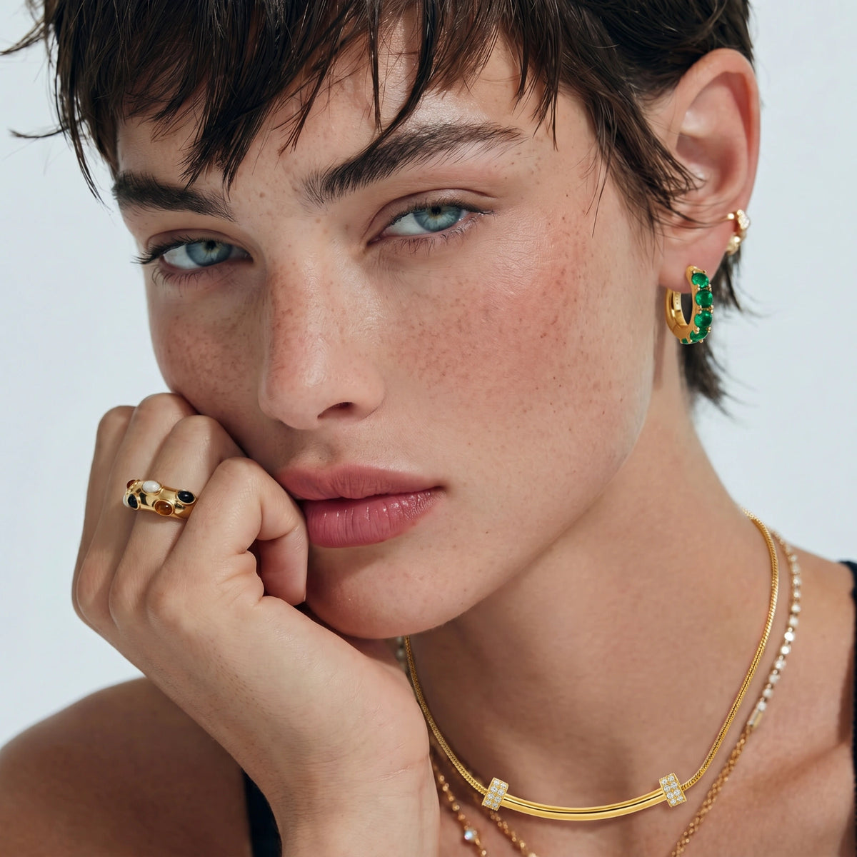 Emerald Huggie Hoops | Girlye